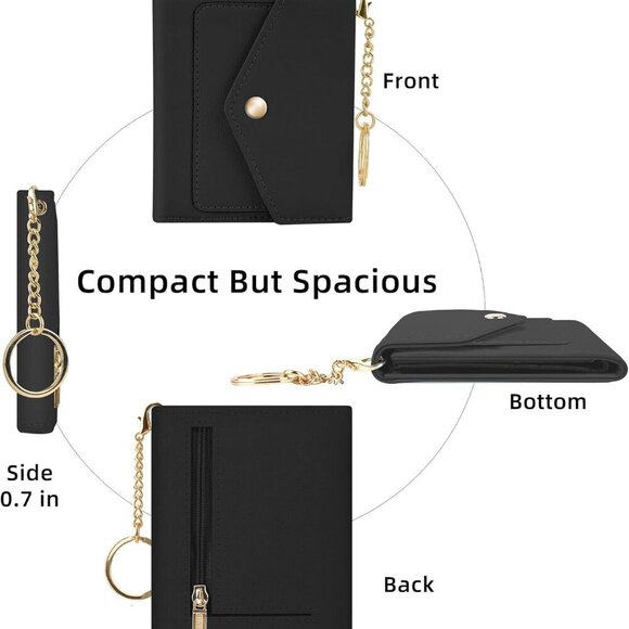 Women’s RFID Blocking Leather Small Wallet with Coins and Keychain - Picture 5 of 7